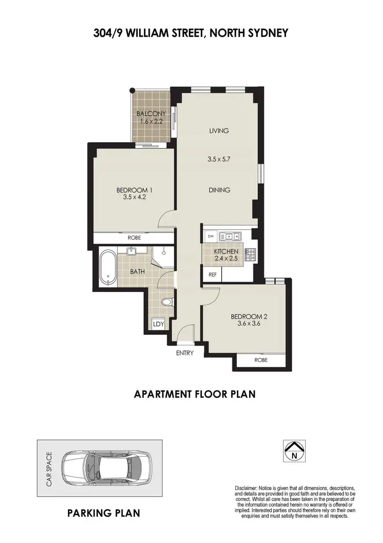 Floorplan of Homely apartment listing, 304/9 William Street, North Sydney NSW 2060