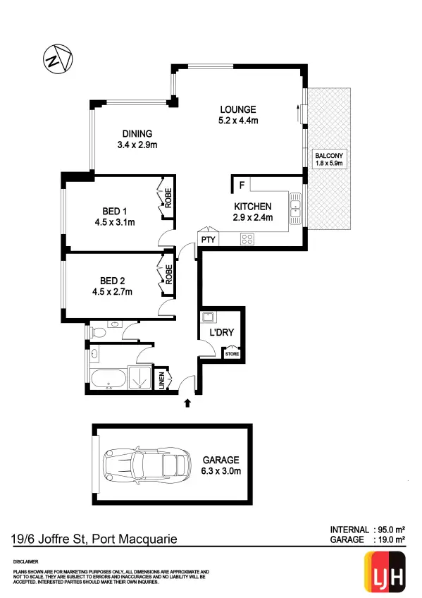 Floorplan of Homely unit listing, 19/4-8 Joffre Street, Port Macquarie NSW 2444