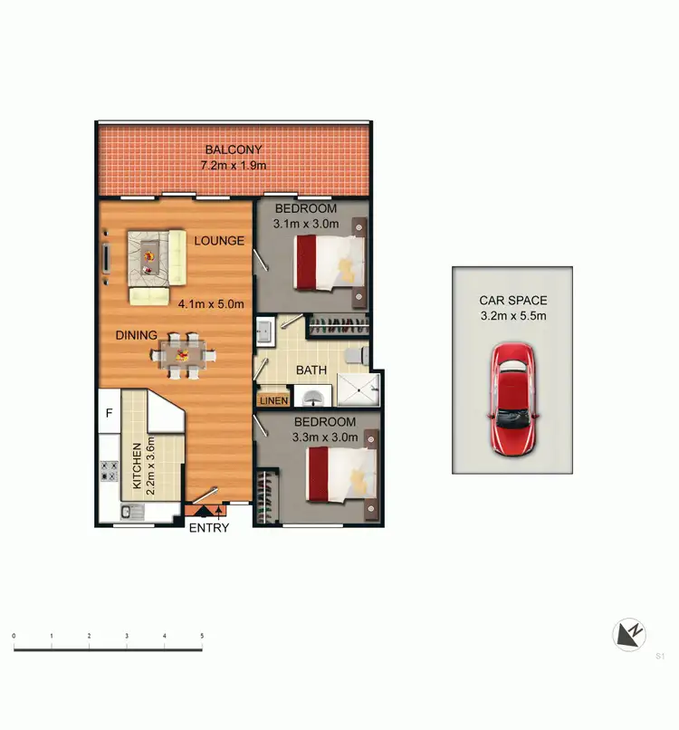 Floorplan of Homely apartment listing, 205/10 Currie Crescent, Griffith ACT 2603