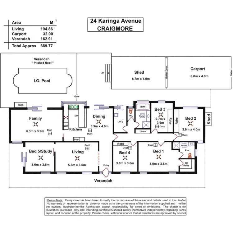 Floorplan of Homely house listing, 24 Karinga Avenue, Craigmore SA 5114