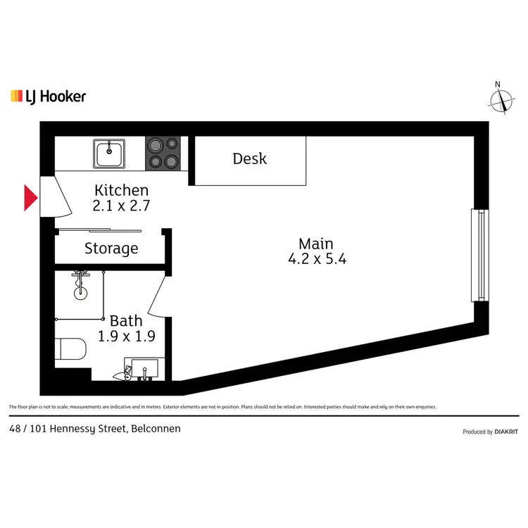 Floorplan of Homely studio listing, 48/101 Hennessy Street, Belconnen ACT 2617
