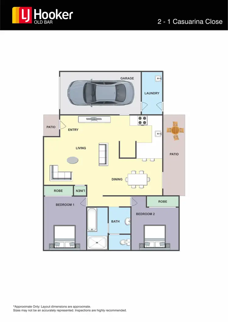 Floorplan of Homely semi-detached listing, 2/1 Casuarina Close, Old Bar NSW 2430