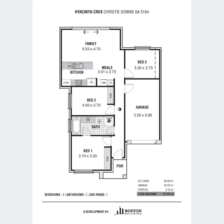Floorplan of Homely semi-detached listing, Lot 203 Hyacinth Crescent, Christie Downs SA 5164