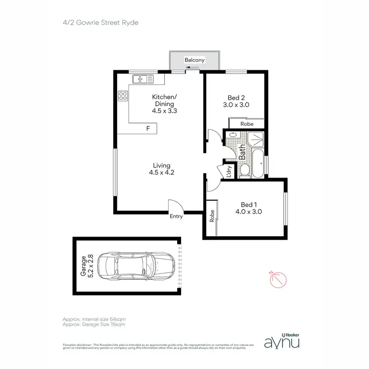 Floorplan of Homely apartment listing, 4/2 Gowrie Street, Ryde NSW 2112