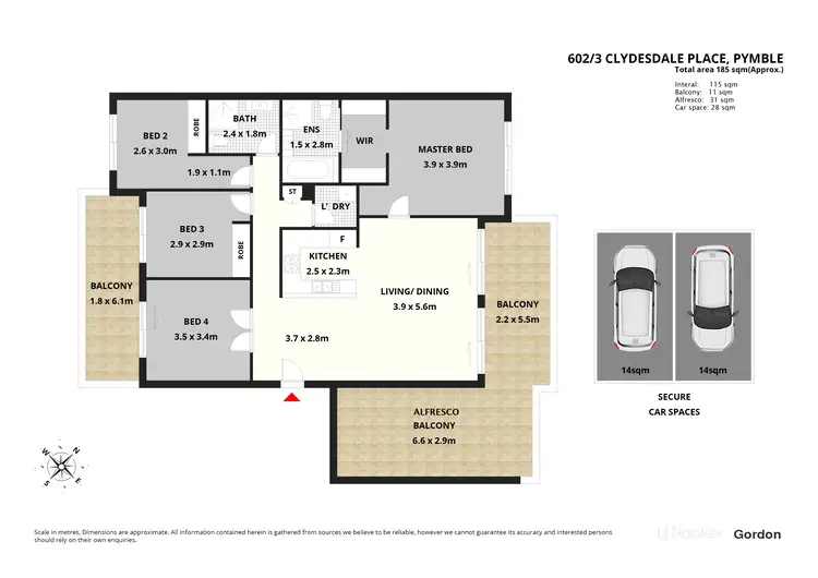 Floorplan of Homely apartment listing, 602/3-5 Clydesdale Place, Pymble NSW 2073