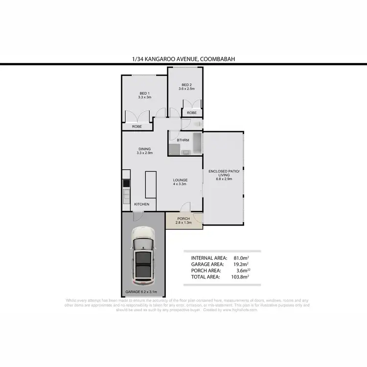 Floorplan of Homely semi-detached listing, 1/34 Kangaroo Avenue, Coombabah QLD 4216