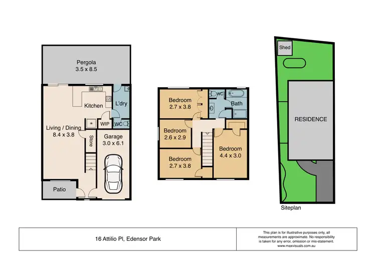 Floorplan of Homely semi-detached listing, 16 Attilio Place, Edensor Park NSW 2176