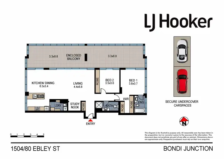 Floorplan of Homely apartment listing, 1504/80 Ebley Street, Bondi Junction NSW 2022