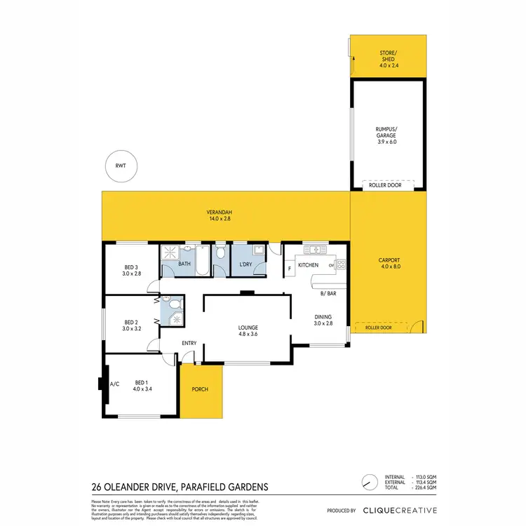 Floorplan of Homely house listing, 26 Oleander Drive, Parafield Gardens SA 5107