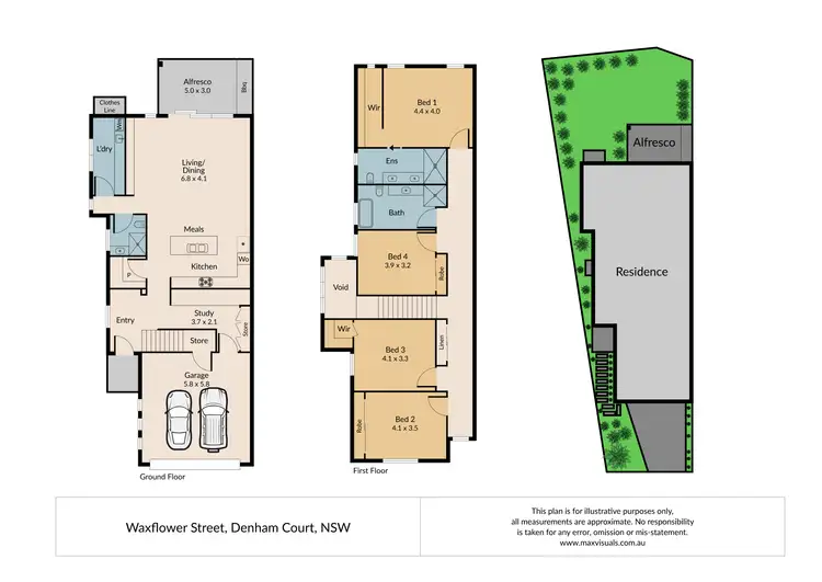 Floorplan of Homely semi-detached listing, 3 Waxflower Street, Denham Court NSW 2565