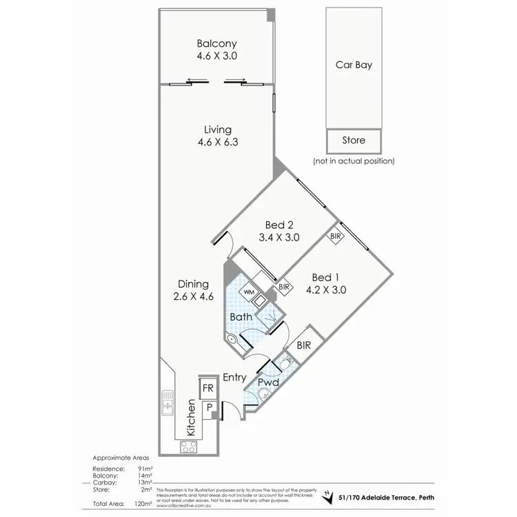 Floorplan of Homely apartment listing, 51/170 Adelaide Terrace, East Perth WA 6004