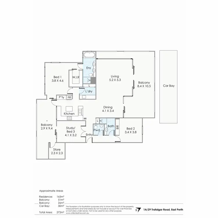 Floorplan of Homely apartment listing, 1A/29 Trafalgar Road, East Perth WA 6004