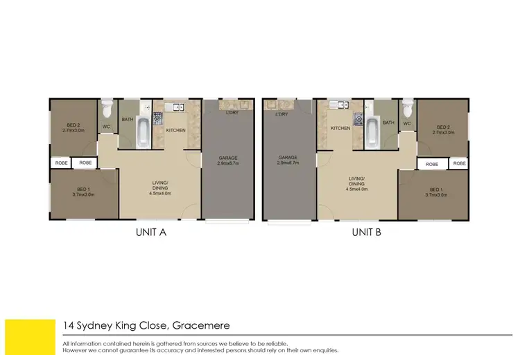 Floorplan of Homely semi-detached listing, 14A & 14B Sydney King Close, Gracemere QLD 4702