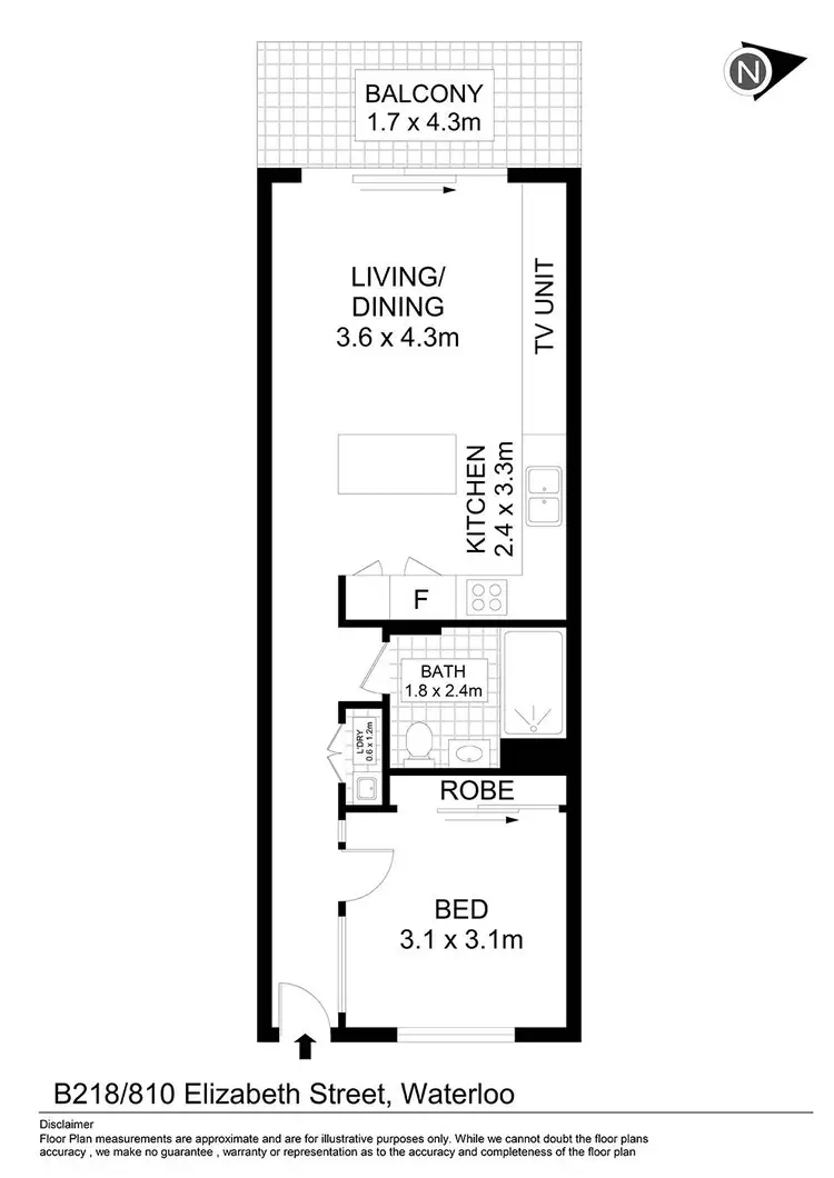 Floorplan of Homely apartment listing, B218/810 Elizabeth Street, Waterloo NSW 2017