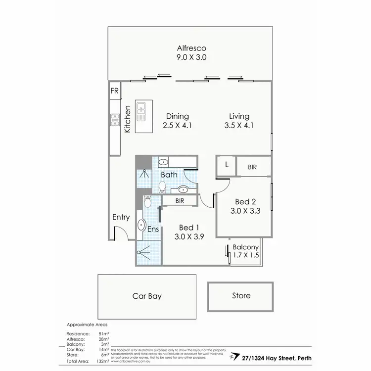 Floorplan of Homely apartment listing, 27/1324 Hay Street, West Perth WA 6005