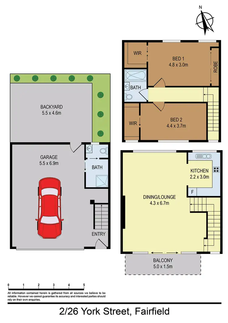 Floorplan of Homely townhouse listing, 2/26 York Street, Fairfield NSW 2165