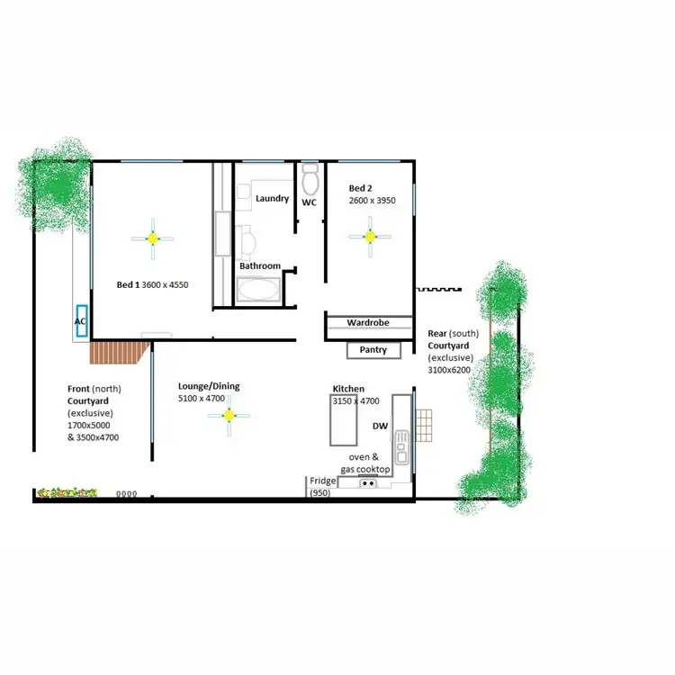 Floorplan of Homely unit listing, 1/21 Weemala Street, Chevron Island QLD 4217