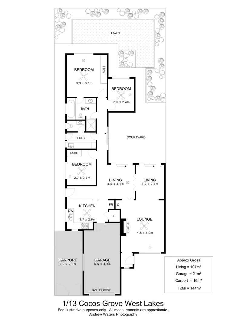 Floorplan of Homely unit listing, 1/13 Cocos Grove, West Lakes SA 5021