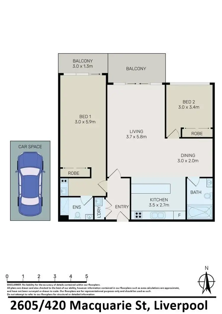 Floorplan of Homely apartment listing, 2605/420 Macquarie Street, Liverpool NSW 2170