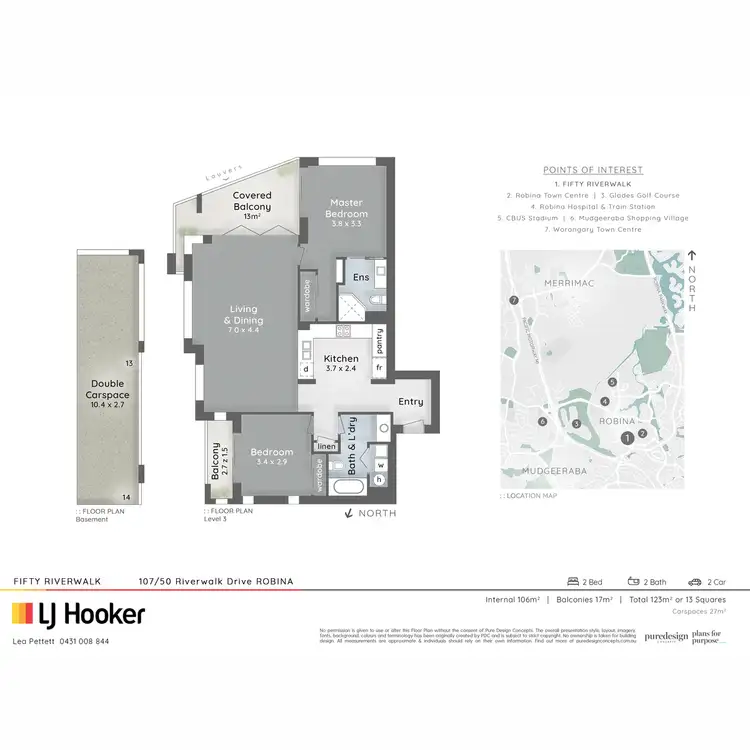 Floorplan of Homely unit listing, 107/50 Riverwalk Avenue, Robina QLD 4226