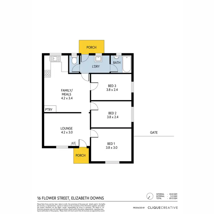 Floorplan of Homely house listing, 16 Flower Street, Elizabeth Downs SA 5113