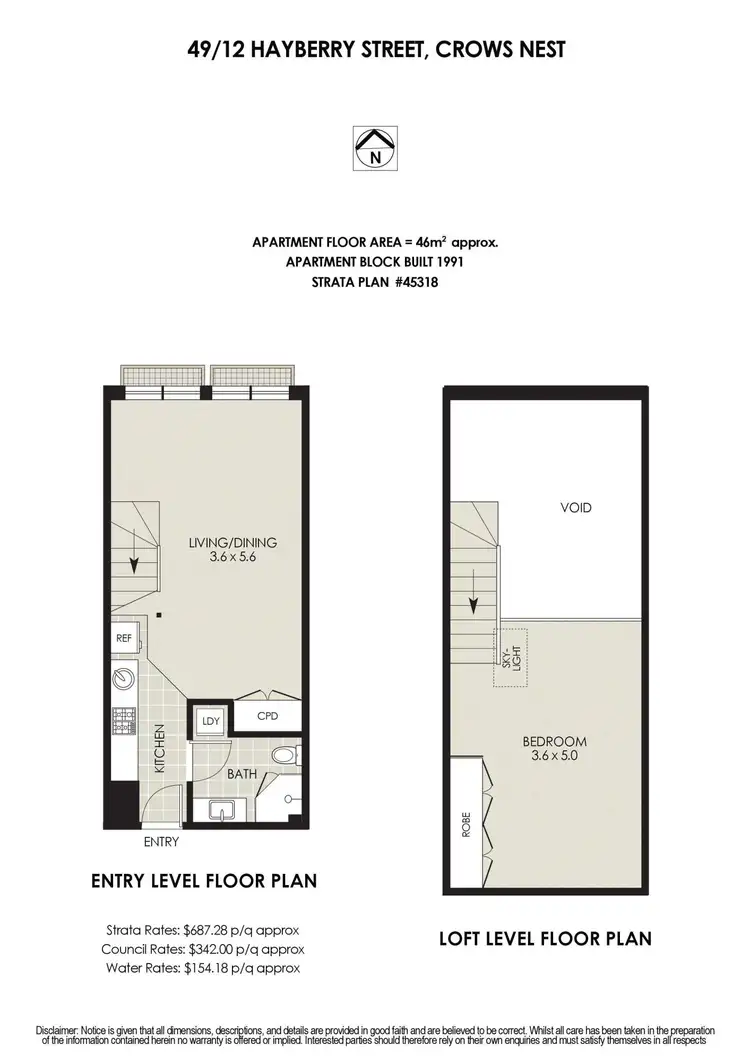 Floorplan of Homely apartment listing, 49/12 Hayberry Street, Crows Nest NSW 2065