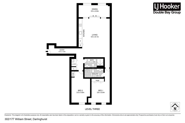 Floorplan of Homely apartment listing, 302/177 William Street, Darlinghurst NSW 2010