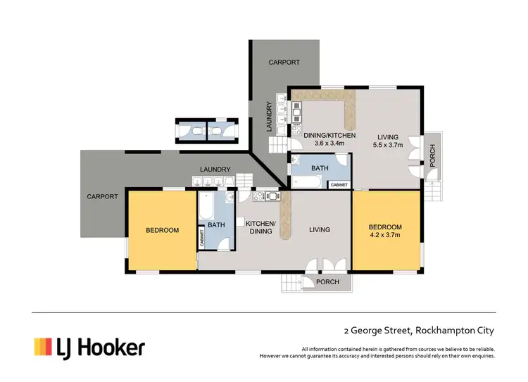 Floorplan of Homely semi-detached listing, 2 George Street, Rockhampton City QLD 4700