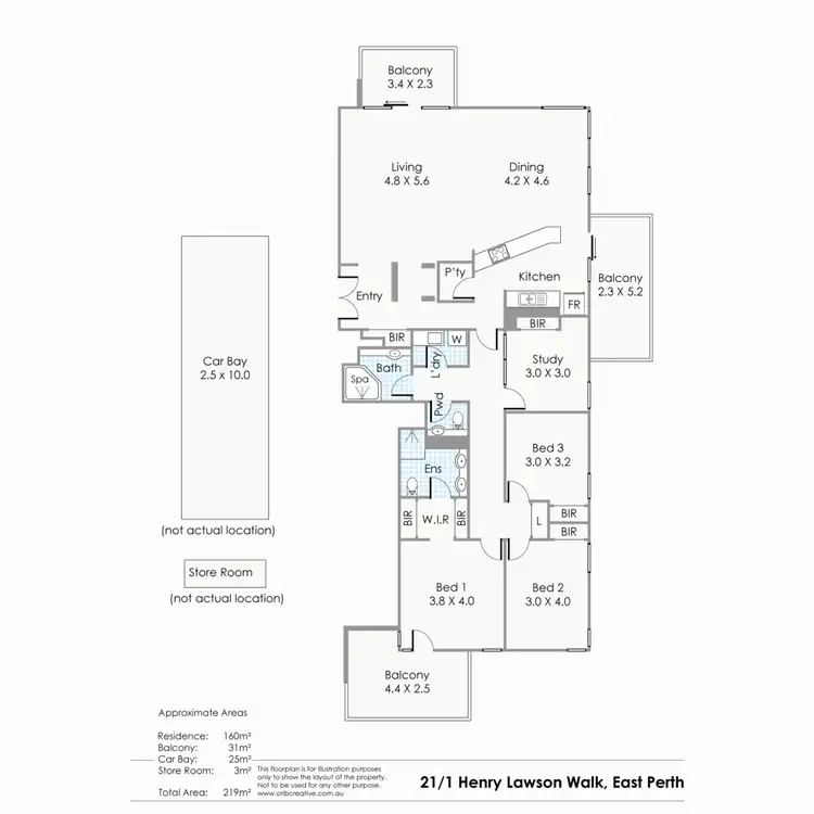 Floorplan of Homely apartment listing, 21/1 Henry Lawson Walk, East Perth WA 6004