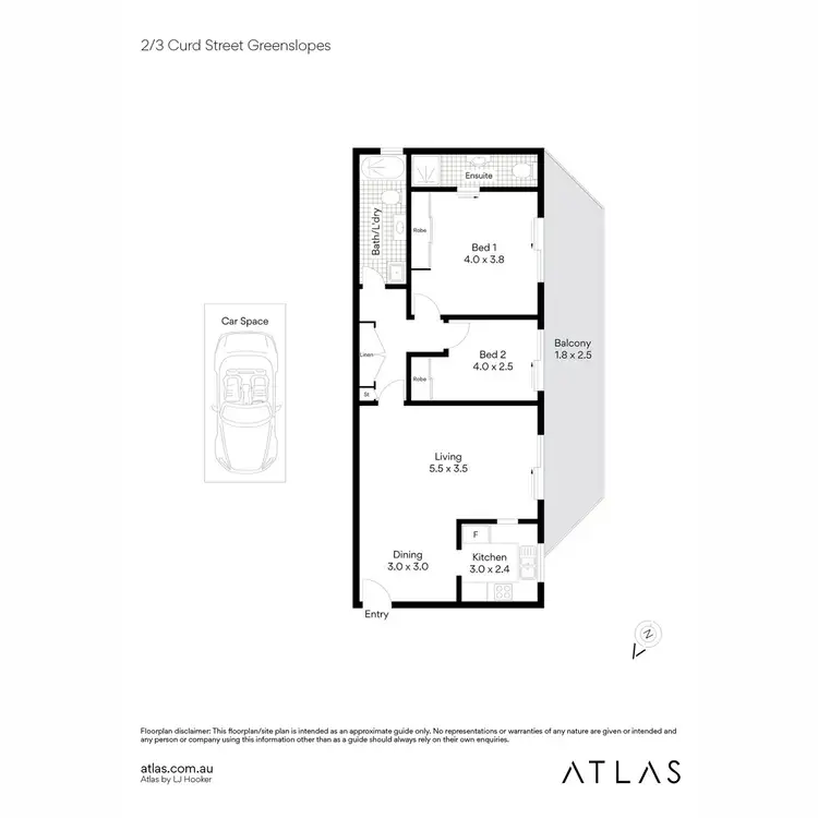 Floorplan of Homely apartment listing, 2/3 Curd Street, Greenslopes QLD 4120