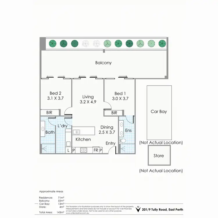 Floorplan of Homely apartment listing, 201/9 Tully Road, East Perth WA 6004