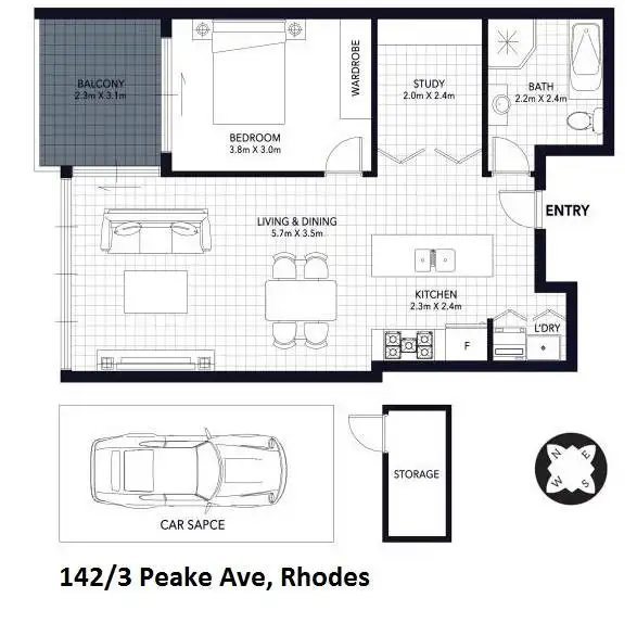 Floorplan of Homely apartment listing, 142/3 Peake Avenue, Rhodes NSW 2138
