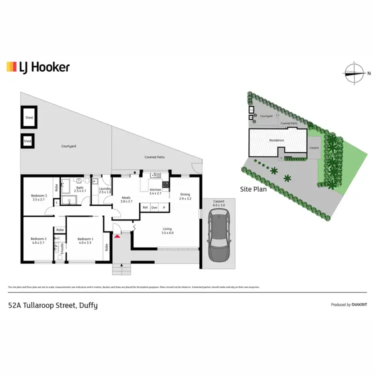 Floorplan of Homely semi-detached listing, 52A Tullaroop Street, Duffy ACT 2611
