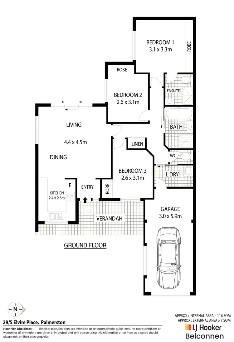 Floorplan of Homely townhouse listing, 29/5 Elvire Place, Palmerston ACT 2913