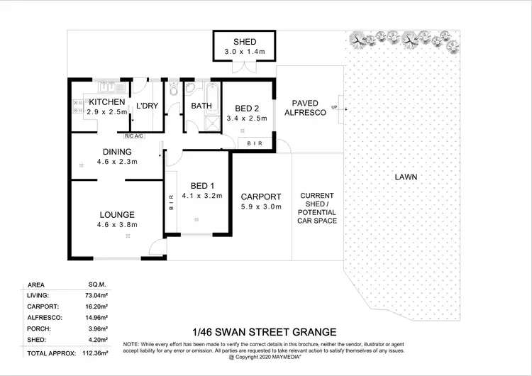 Floorplan of Homely unit listing, 1/46 Swan Street, Grange SA 5022