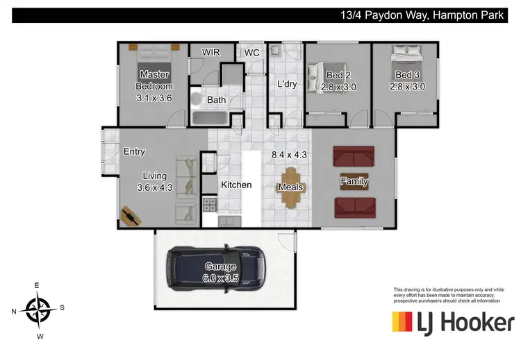 Floorplan of Homely unit listing, 13/4 Paydon Way, Hampton Park VIC 3976