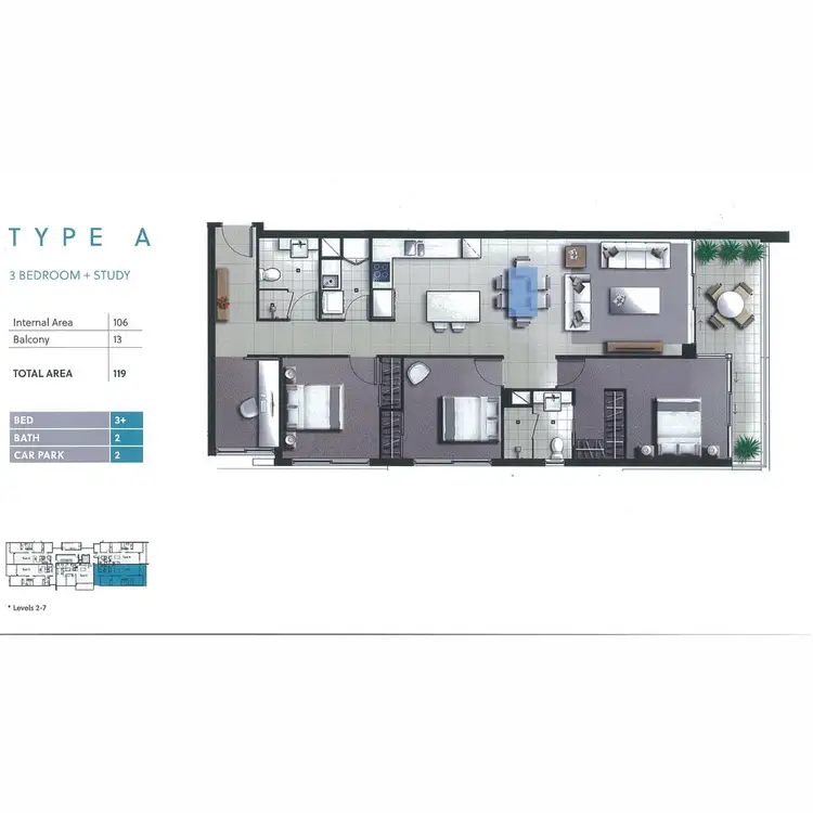 Floorplan of Homely unit listing, 701/26 Spendelove Avenue, Southport QLD 4215