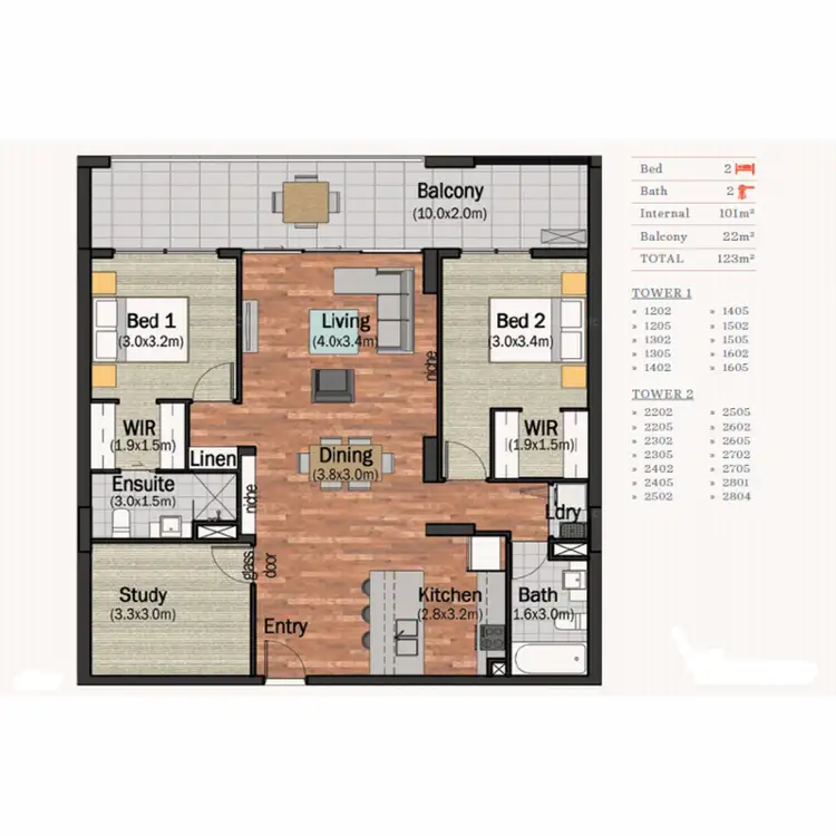 Floorplan of Homely unit listing, 2605/42 Laver Drive, Robina QLD 4226