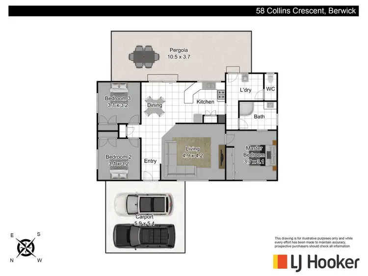 Floorplan of Homely house listing, 58 Collins Crescent, Berwick VIC 3806