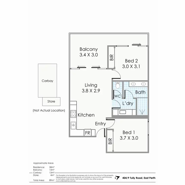 Floorplan of Homely apartment listing, 404/9 Tully Road, East Perth WA 6004