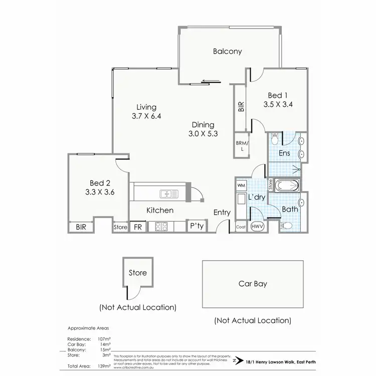 Floorplan of Homely apartment listing, 18/1 Henry Lawson Walk, East Perth WA 6004