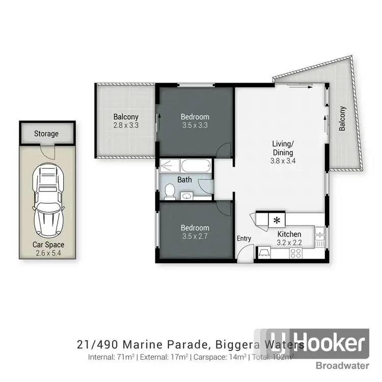 Floorplan of Homely apartment listing, 21/490 Marine Parade, Biggera Waters QLD 4216