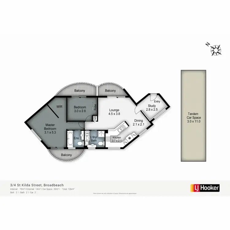 Floorplan of Homely apartment listing, 3/4 St Kilda Avenue, Broadbeach QLD 4218