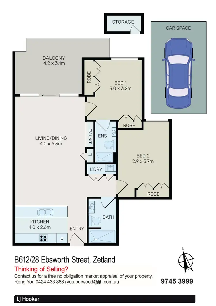 Floorplan of Homely unit listing, B612/28 Ebsworth Street, Zetland NSW 2017