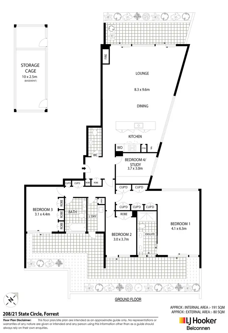 Floorplan of Homely apartment listing, 208/21 State Circle, Forrest ACT 2603
