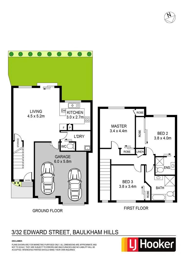 Floorplan of Homely townhouse listing, 3/32 Edward Street, Baulkham Hills NSW 2153