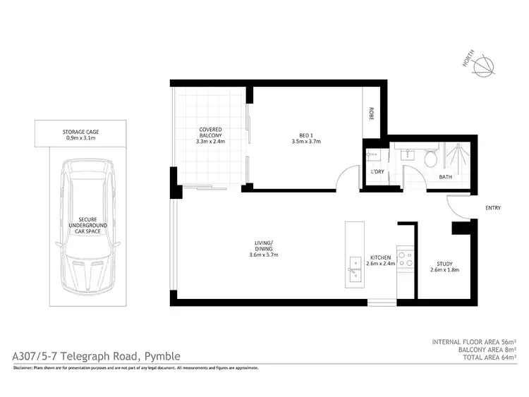 Floorplan of Homely unit listing, A307/5-7 Telegraph Road, Pymble NSW 2073