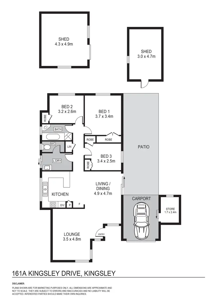 Floorplan of Homely semi-detached listing, 161A Kingsley Drive, Kingsley WA 6026
