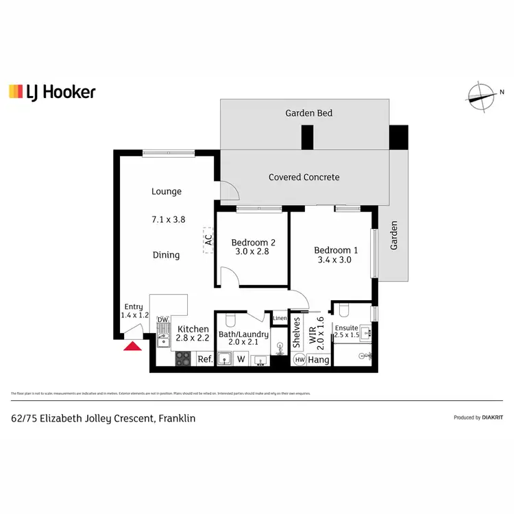Floorplan of Homely apartment listing, 62/75 Elizabeth Jolley Crescent, Franklin ACT 2913