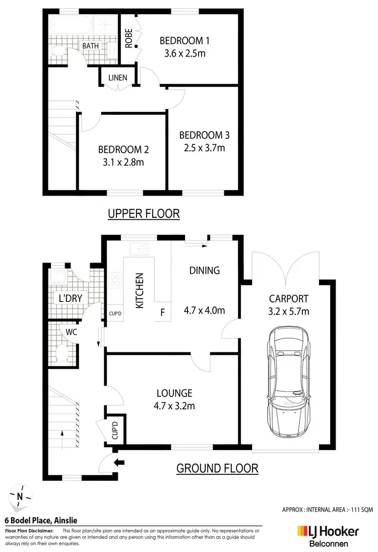 Floorplan of Homely townhouse listing, 6 Bodel Place, Ainslie ACT 2602